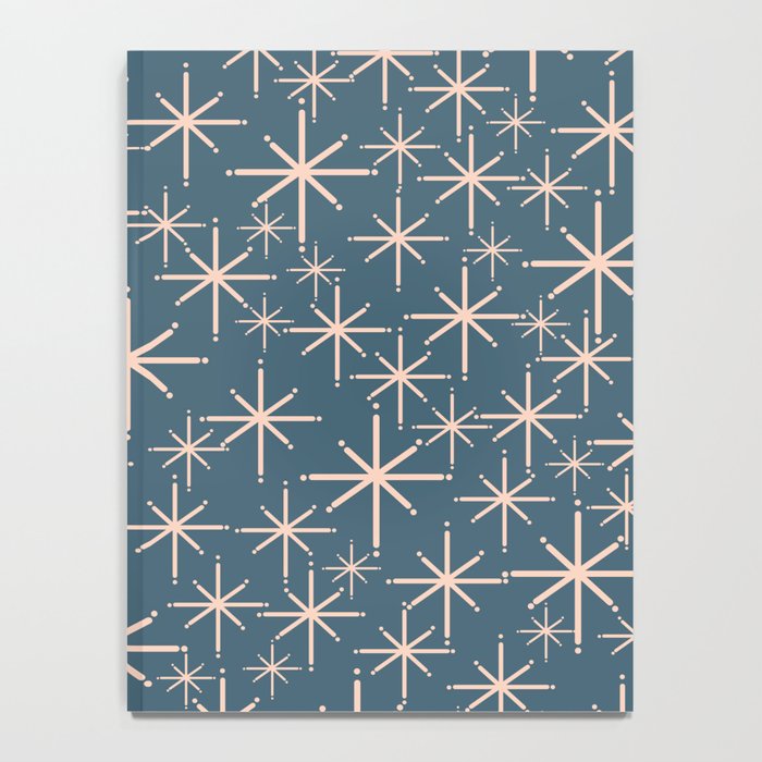Retro Space - Midcentury Modern Starburst Pattern in Pale Blush and Deep Teal Notebook Gallery Image 4