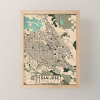 San Jose City Map of California, USA - Vintage Mini Art Print Gallery Image 1