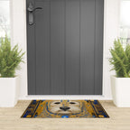 White Klimt Dog with Blue and Gold Costume Welcome Mat Gallery Image 3