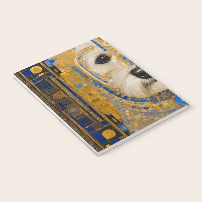 White Klimt Dog with Blue and Gold Costume Notebook Gallery Image 3