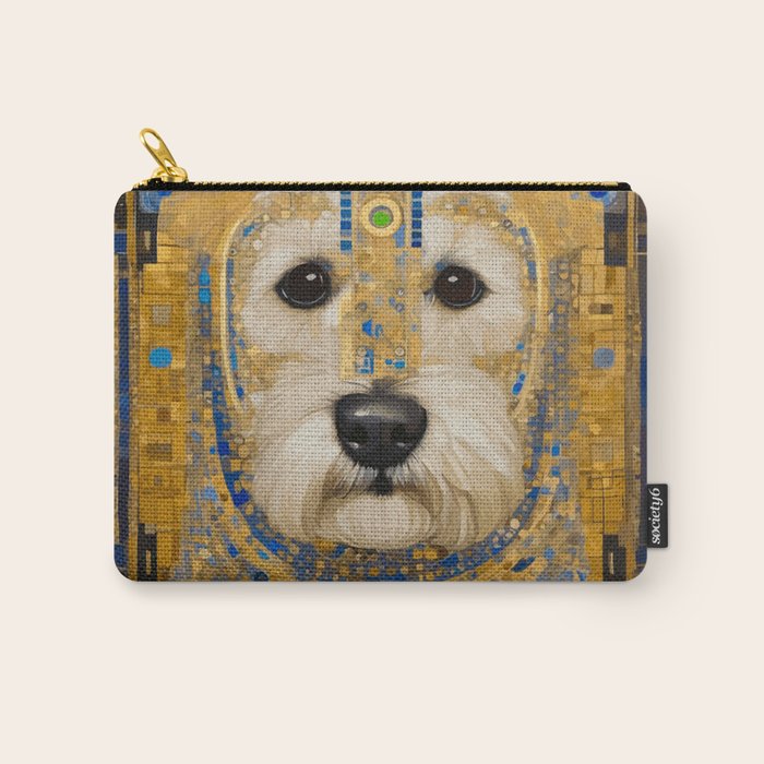 White Klimt Dog with Blue and Gold Costume Carry All Pouch Gallery Image 1