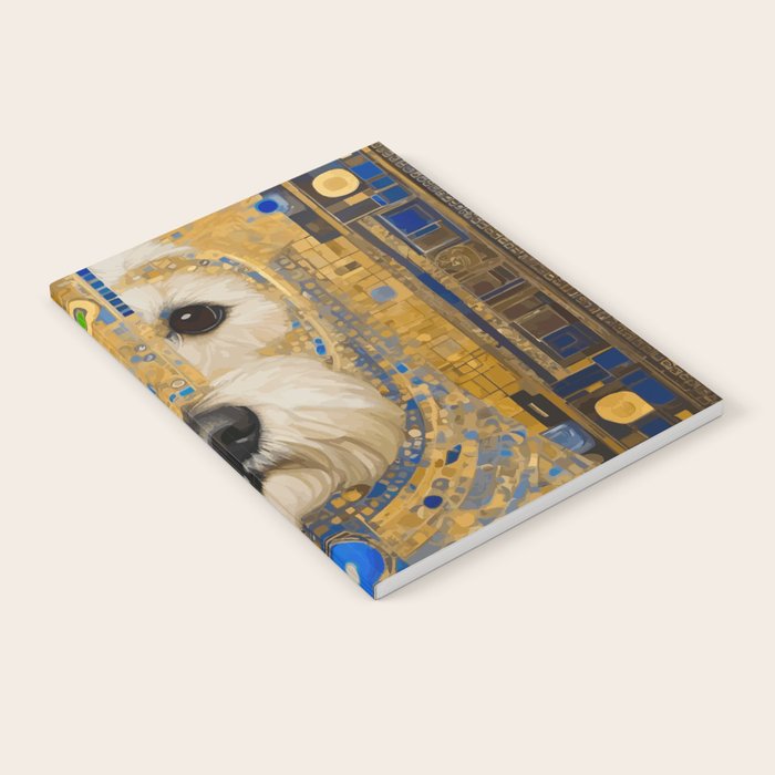 White Klimt Dog With Blue And Gold Costume Notebook Gallery Image 2