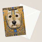 White Klimt Dog with Blue and Gold Costume Stationery Card Gallery Image 2