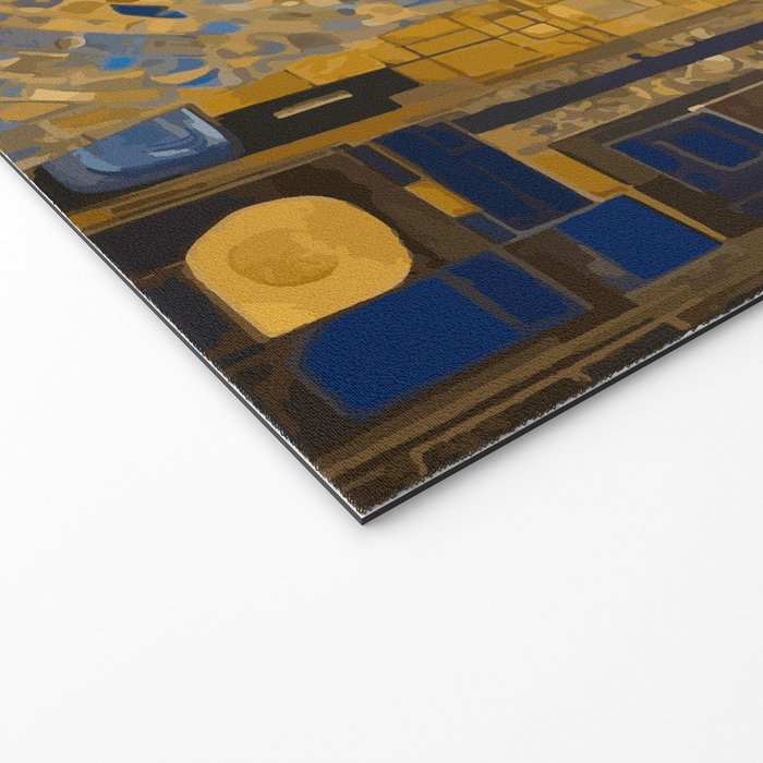 White Klimt Dog with Blue and Gold Costume Welcome Mat Gallery Image 2