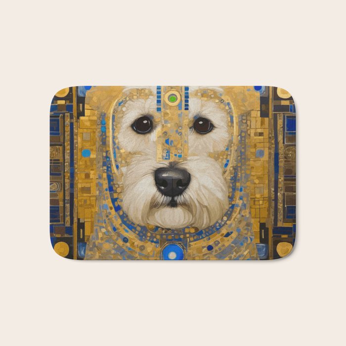 White Klimt Dog with Blue and Gold Costume Bath Mat Gallery Image 1