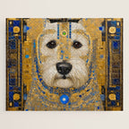 White Klimt Dog with Blue and Gold Costume Jigsaw Puzzle Gallery Image 1