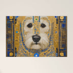 White Klimt Dog with Blue and Gold Costume Welcome Mat Gallery Image 1