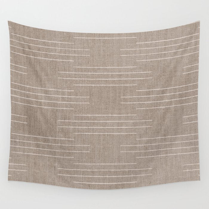 Minimalist, Boho, Line Art in Stone Beige Wall Tapestry Gallery Image 1