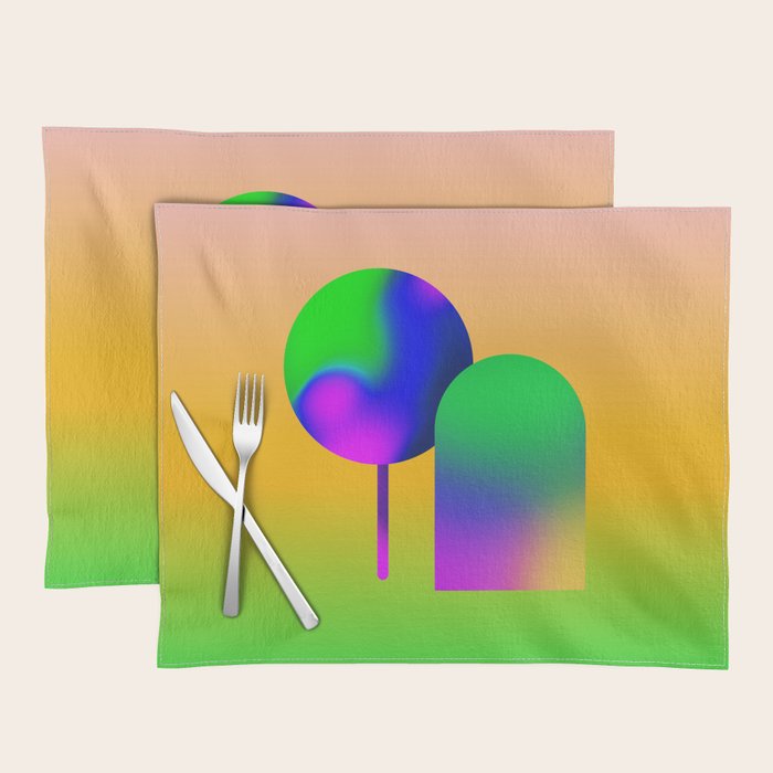 Tuscan  Landscape - Ombre Colors Minimalist Modern Abstract Iluustration  Placemat Gallery Image 1