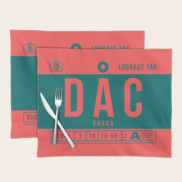 Luggage Tag B - DAC Dhaka Bangladesh Placemat Gallery Image 1