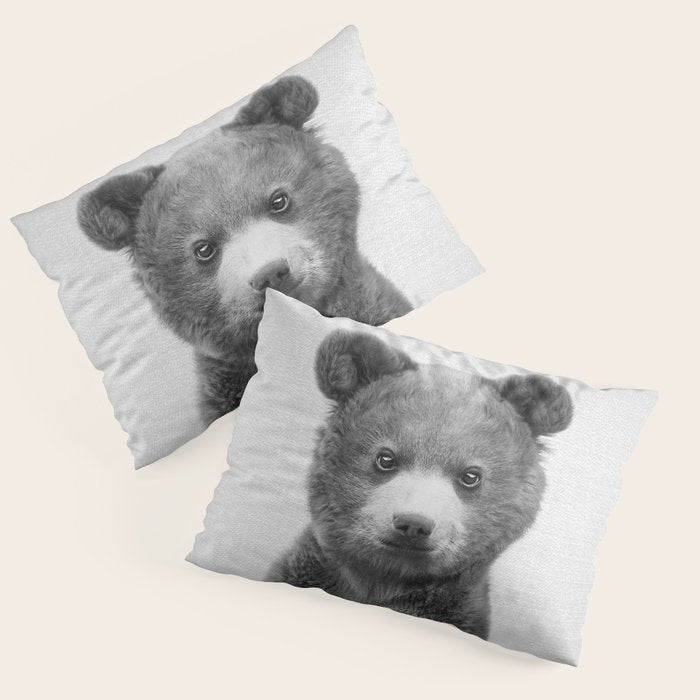 Baby Bear - Black & White Pillow Sham Gallery Image 1