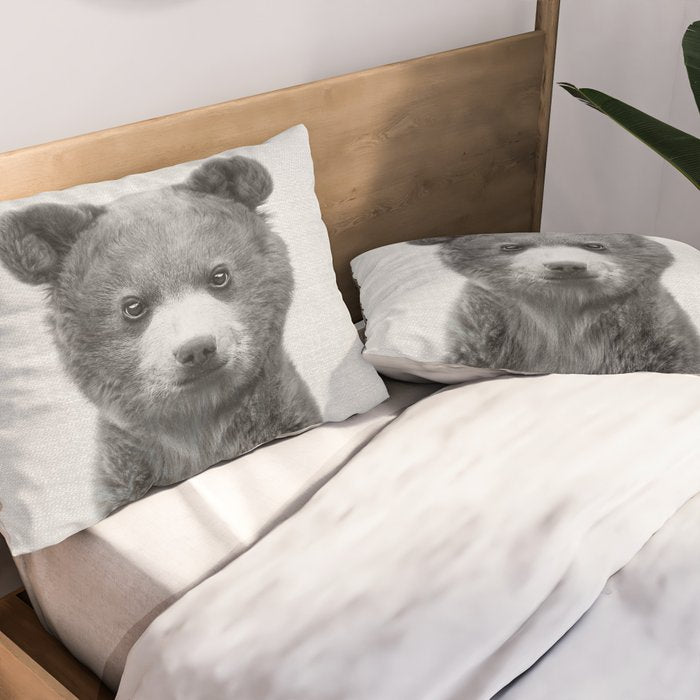 Baby Bear - Black & White Pillow Sham Gallery Image 2