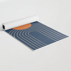 Geometric Lines in Orange and Navy Blue 2 (Sun and Rainbow Abstract) Yoga Mat Gallery Image 2