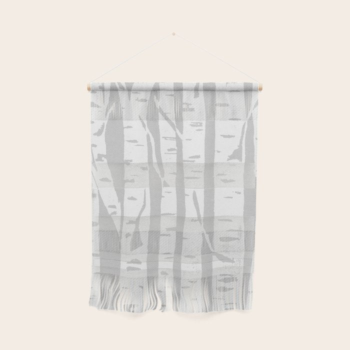 Woodcut Birches Grey Wall Hanging Gallery Image 1