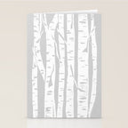 Woodcut Birches Grey Stationery Card Gallery Image 2