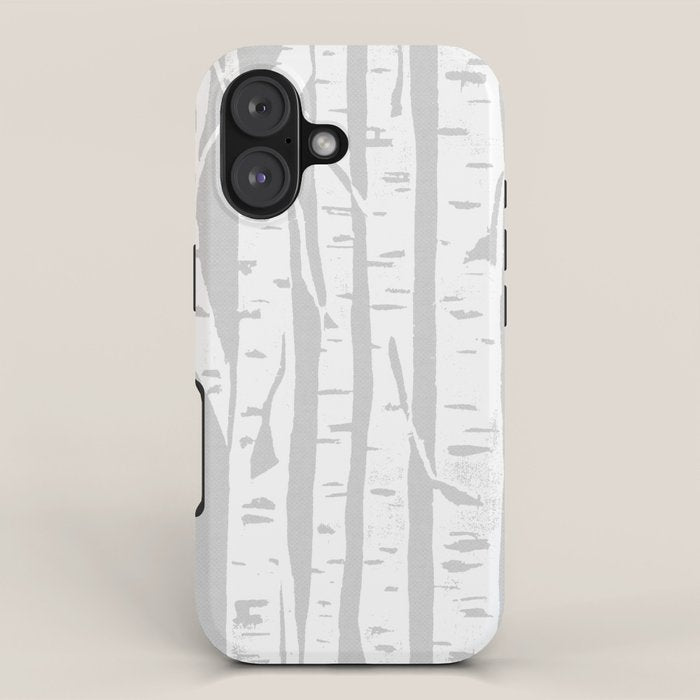 Woodcut Birches Grey iPhone Case Gallery Image 1