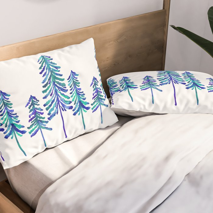 Pine Trees - Navy & Turquoise Palette Pillow Sham Gallery Image 2