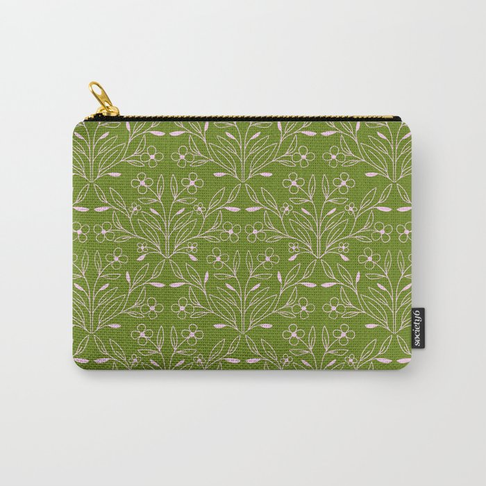 Playful Doodled Blooms Pattern - Green Carry All Pouch Gallery Image 1