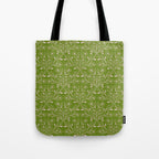 Playful Doodled Blooms Pattern - Green Tote Bag Gallery Image 1