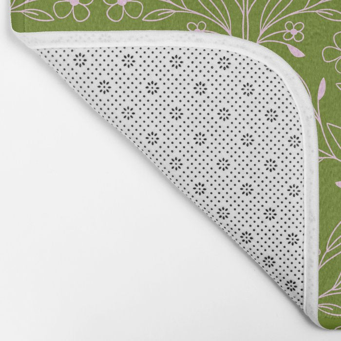 Playful Doodled Blooms Pattern - Green Bath Mat Gallery Image 2