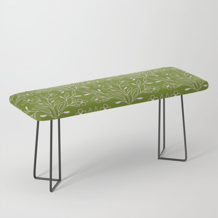 Playful Doodled Blooms Pattern - Green Bench Gallery Image 1
