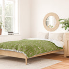 Playful Doodled Blooms Pattern - Green Duvet Cover Gallery Image 2
