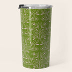 Playful Doodled Blooms Pattern - Green Travel Mug Gallery Image 3