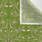 Playful Doodled Blooms Pattern - Green Wall Tapestry Gallery Image 3