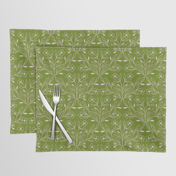 Playful Doodled Blooms Pattern - Green Placemat Gallery Image 1