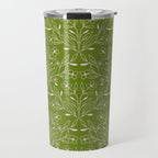 Playful Doodled Blooms Pattern - Green Travel Mug Gallery Image 1