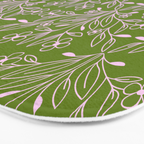 Playful Doodled Blooms Pattern - Green Bath Mat Gallery Image 3