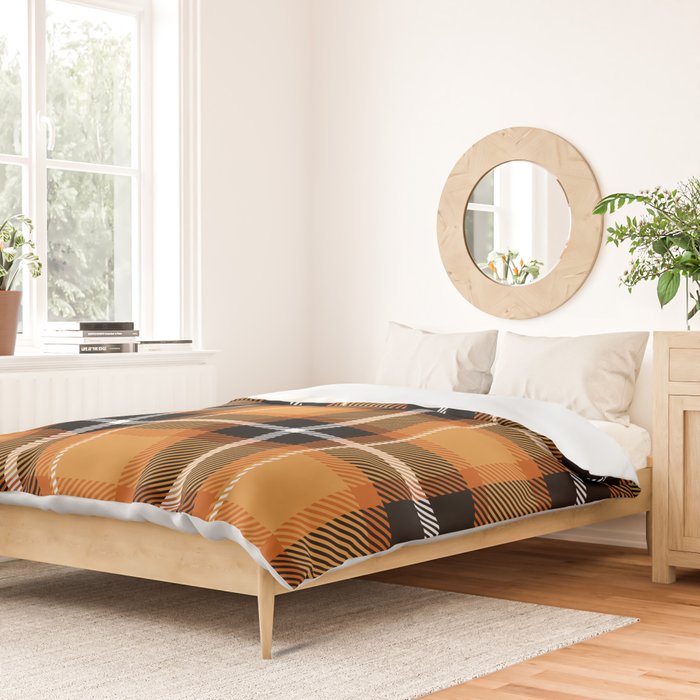 Orange + Black Plaid Duvet Cover Gallery Image 2
