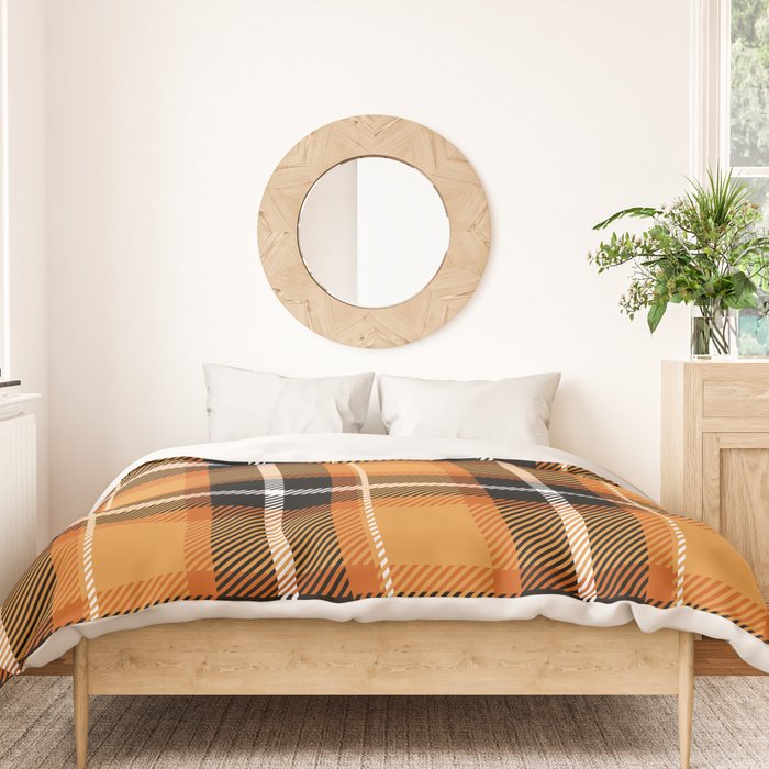 Orange + Black Plaid Duvet Cover Gallery Image 3