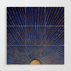 Twilight Blue and Metallic Gold Sunrise Wood Wall Art Gallery Image 1