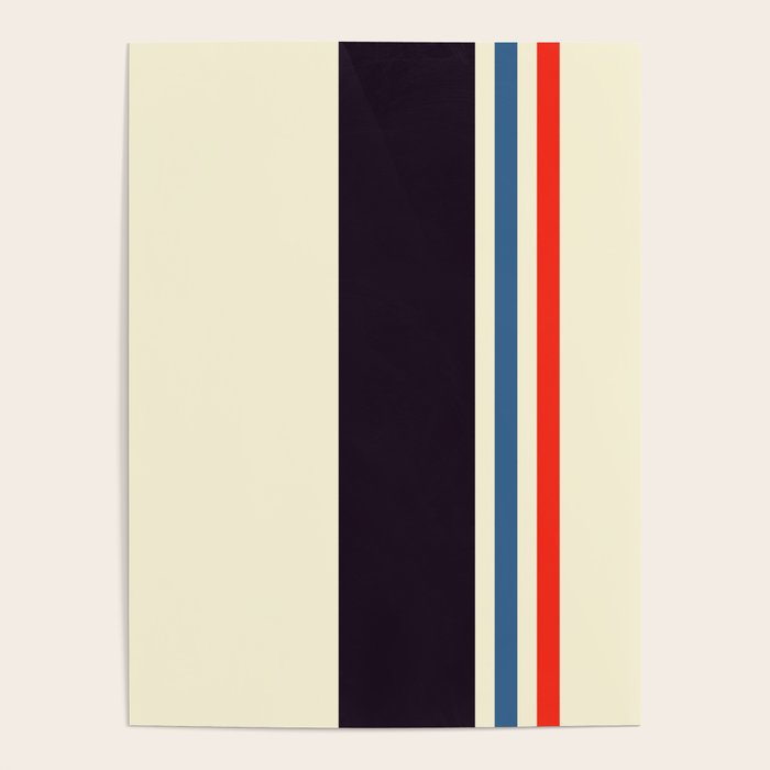Classic Minimal Racing Car Retro Stripes - Furaribi Poster Gallery Image 4
