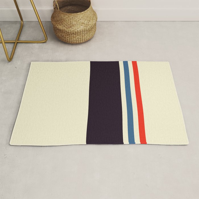 Classic Minimal Racing Car Retro Stripes - Furaribi Rug Gallery Image 1