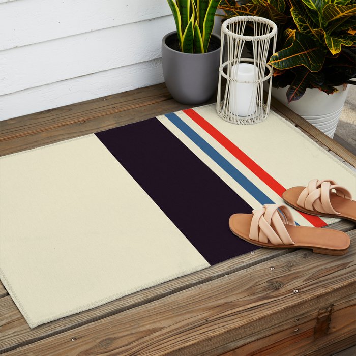 Classic Minimal Racing Car Retro Stripes - Furaribi Outdoor Rug Gallery Image 2