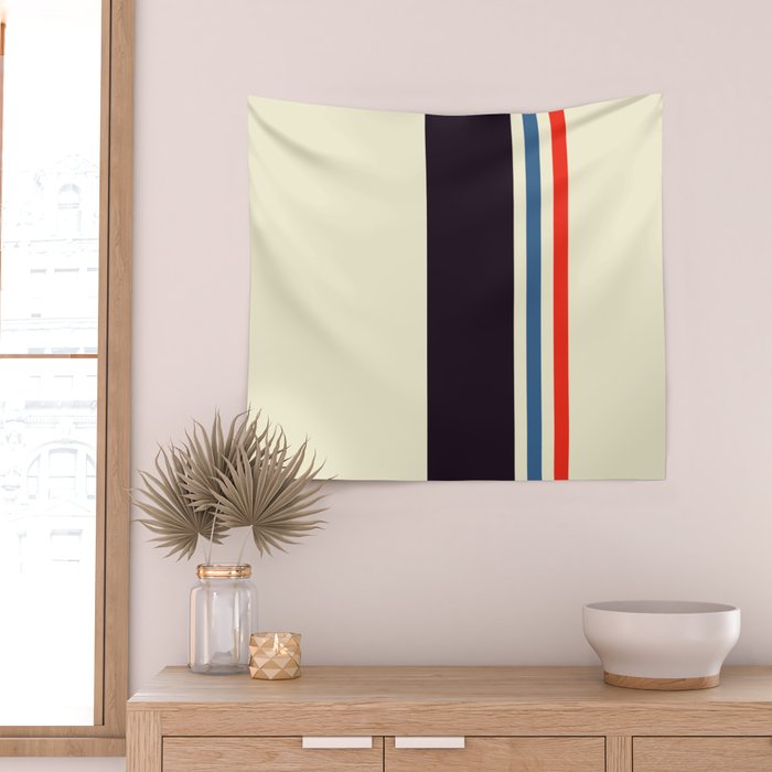 Classic Minimal Racing Car Retro Stripes - Furaribi Wall Tapestry Gallery Image 2