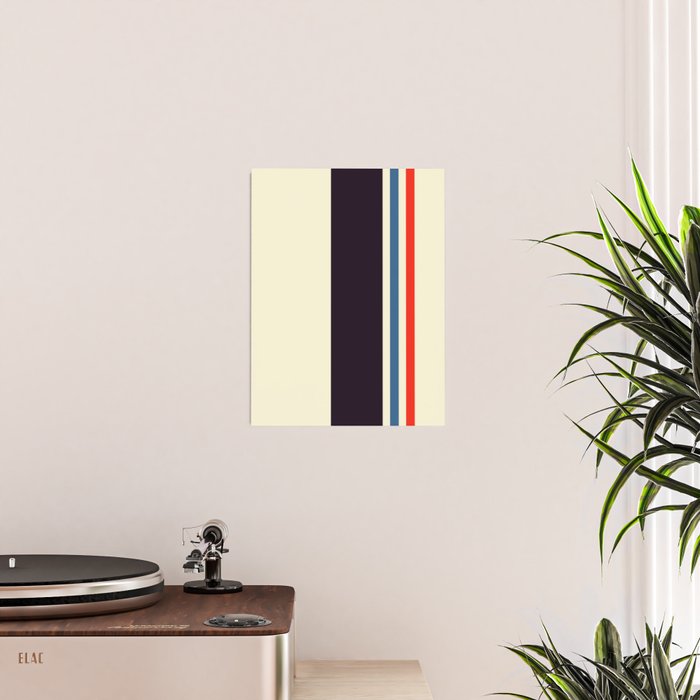 Classic Minimal Racing Car Retro Stripes - Furaribi Poster Gallery Image 2