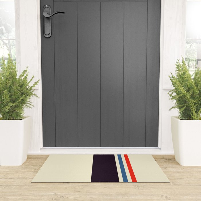 Classic Minimal Racing Car Retro Stripes - Furaribi Welcome Mat Gallery Image 3