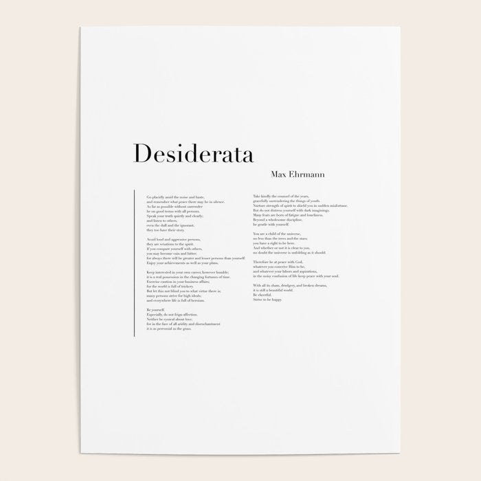 Desiderata by Max Ehrmann  Poster Gallery Image 1