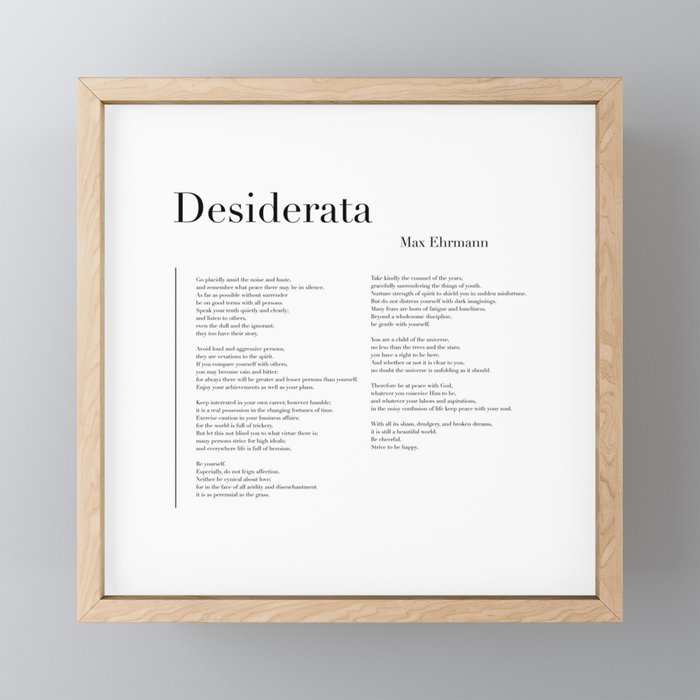 Desiderata by Max Ehrmann  Mini Art Print Gallery Image 1