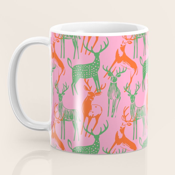 Vintage christmas deer animal art pattern Coffee Mug Gallery Image 3