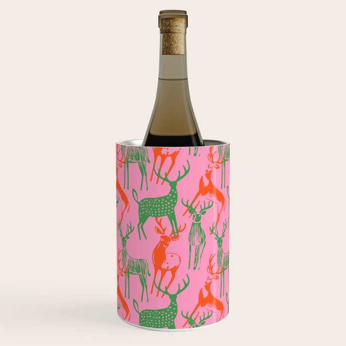 Vintage christmas deer animal art pattern Wine Chiller Gallery Image 2