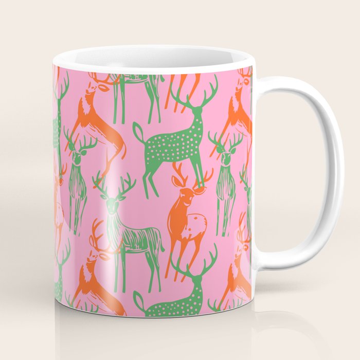 Vintage christmas deer animal art pattern Coffee Mug Gallery Image 1