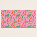 Vintage christmas deer animal art pattern Desk Mat Gallery Image 3