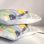Dreamy Mixed Media Collage Painting with Sequins and Glitter Pillow Sham Gallery Image 3
