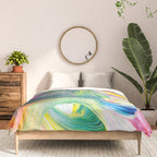Dreamy Mixed Media Collage Painting with Sequins and Glitter Comforter Gallery Image 3