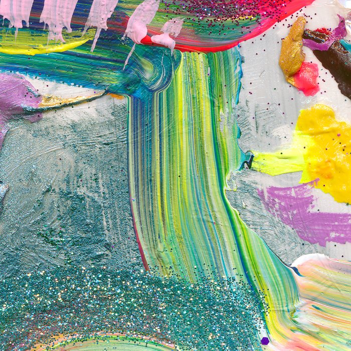 Dreamy Mixed Media Collage Painting with Sequins and Glitter Coffee Mug Gallery Image 2