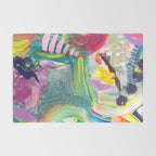 Dreamy Mixed Media Collage Painting with Sequins and Glitter Rug Gallery Image 2